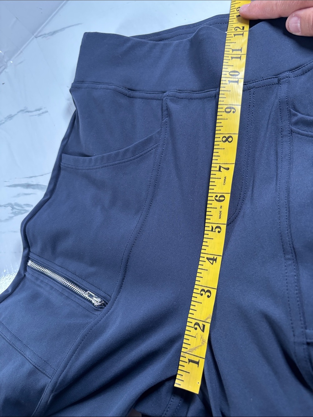 Halara Navy Blue High Waisted Athletic Leggings Cropped Ankle Zip Pocket Stretch - Picture 13 of 14